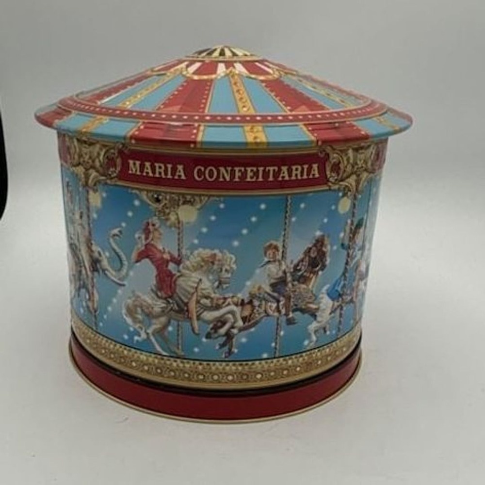 Maria Confeitaria -  "Carousel" avec biscuits Musical Tin, Rotating Carousel